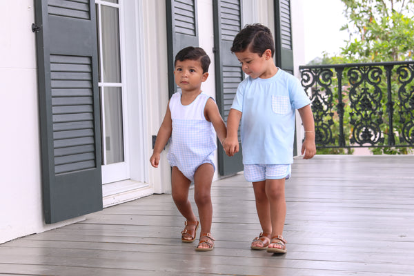 Madden Short Set- Light Blue Gingham