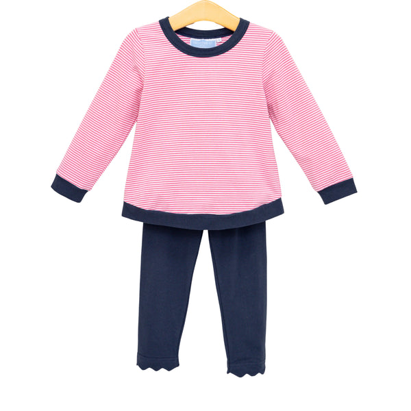 Reagan Pant Set- Pink Stripe/Navy