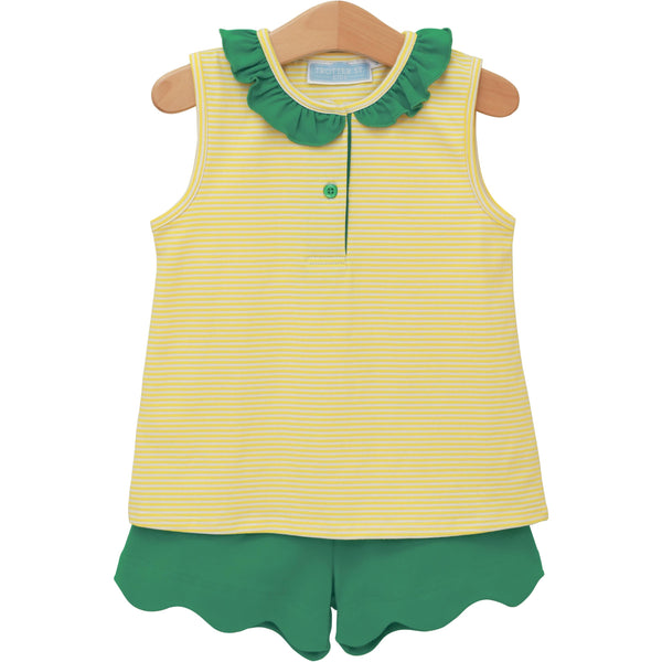 Nora Short Set- Yellow Stripe/Green