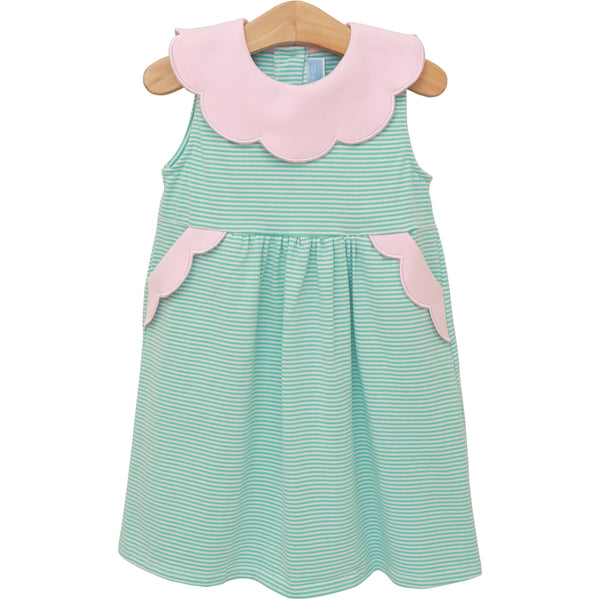 Penelope Dress- Mint Stripe/Light Pink
