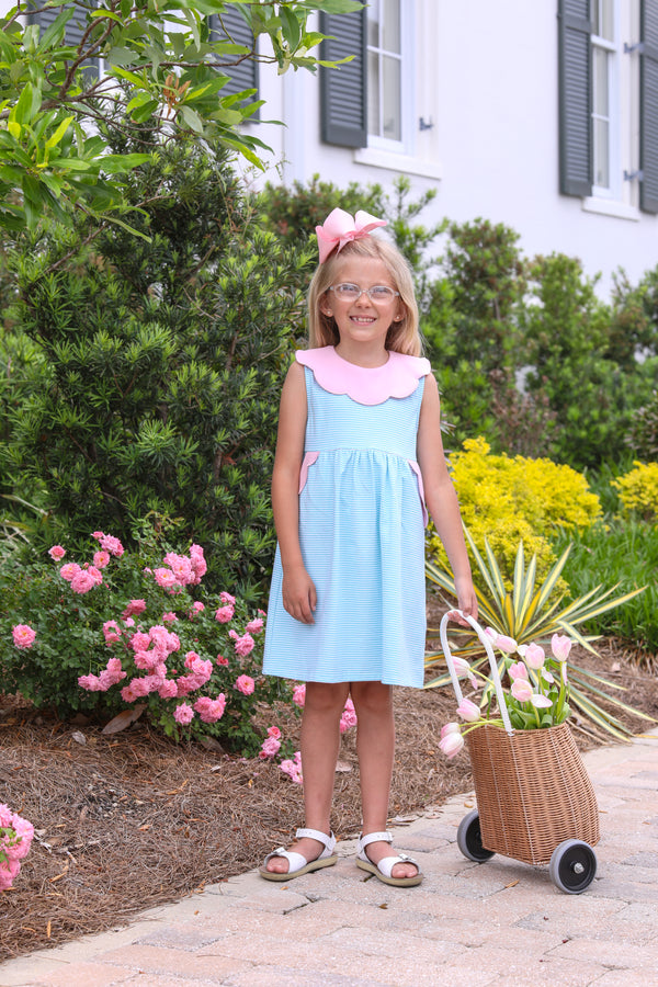 Penelope Dress- Mint Stripe/Light Pink