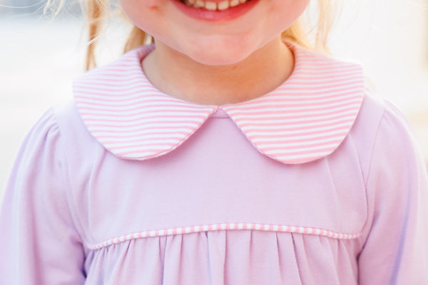 Abigail Dress- Lavender/Light Pink Stripe