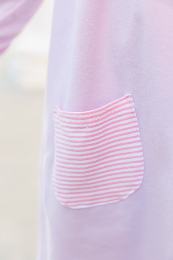 Abigail Dress- Lavender/Light Pink Stripe