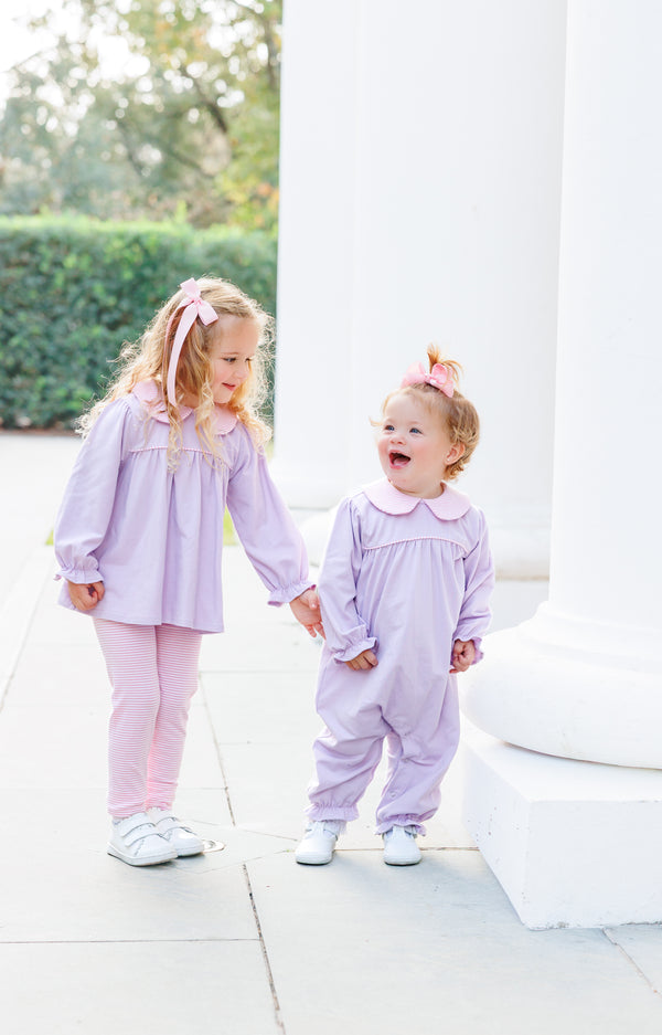 Abigail Pant Set- Lavender/Light Pink Stripe
