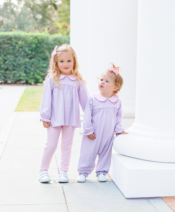 Abigail Pant Set- Lavender/Light Pink Stripe