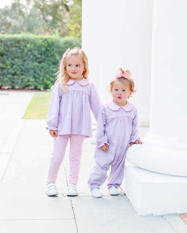 Abigail Pant Set- Lavender/Light Pink Stripe