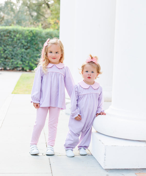 Abigail Pant Set- Lavender/Light Pink Stripe