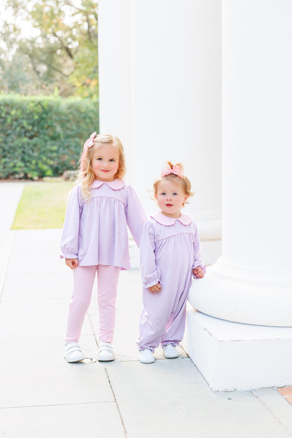 Abigail Pant Set- Lavender/Light Pink Stripe