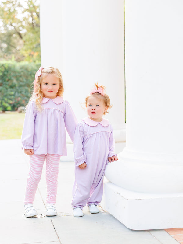 Abigail Pant Set- Lavender/Light Pink Stripe