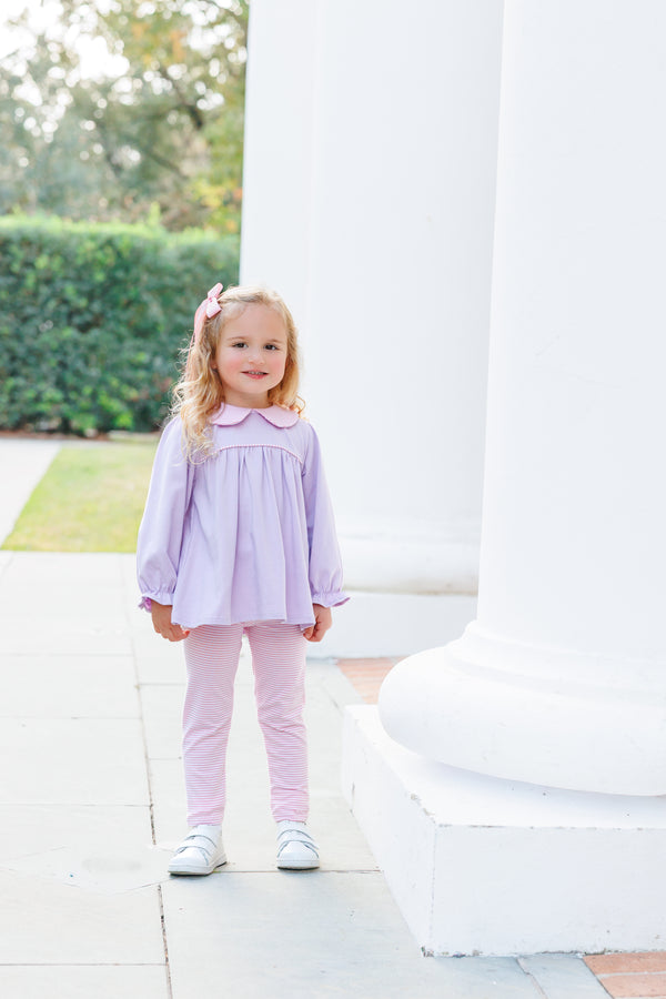 Abigail Pant Set- Lavender/Light Pink Stripe