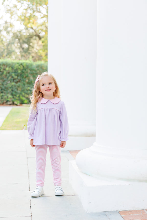 Abigail Pant Set- Lavender/Light Pink Stripe