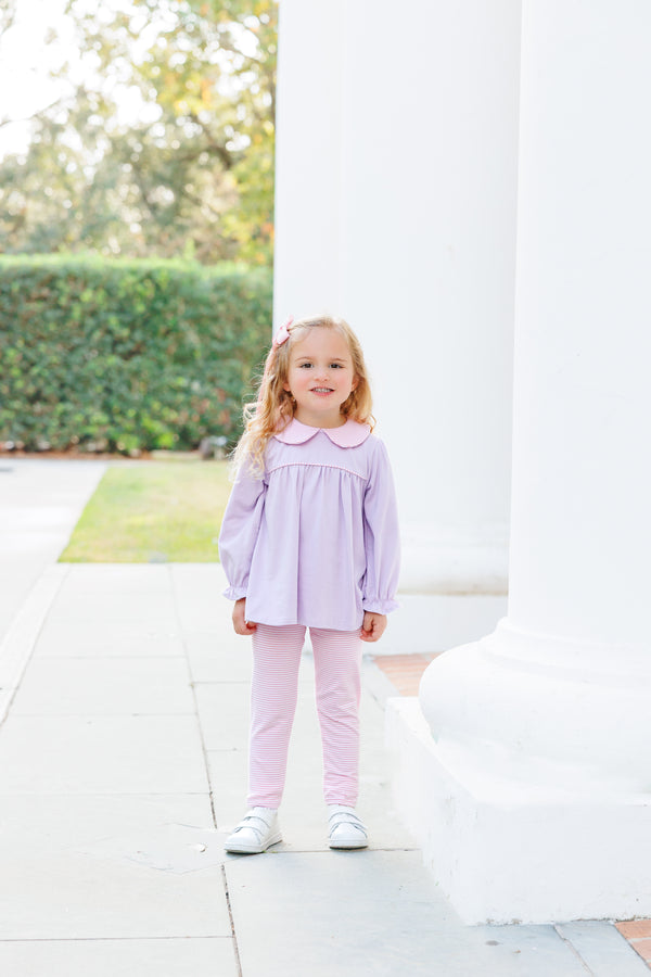 Abigail Pant Set- Lavender/Light Pink Stripe