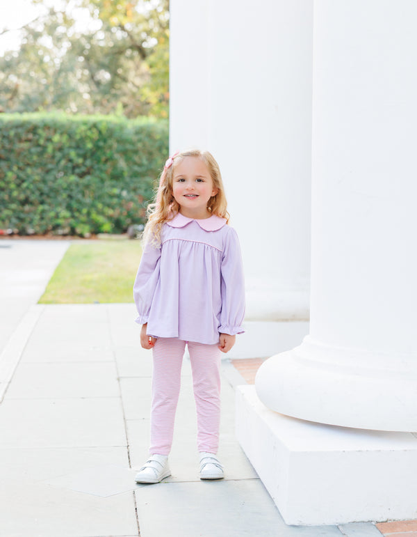 Abigail Pant Set- Lavender/Light Pink Stripe