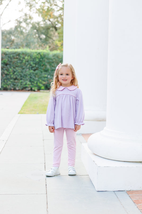 Abigail Pant Set- Lavender/Light Pink Stripe