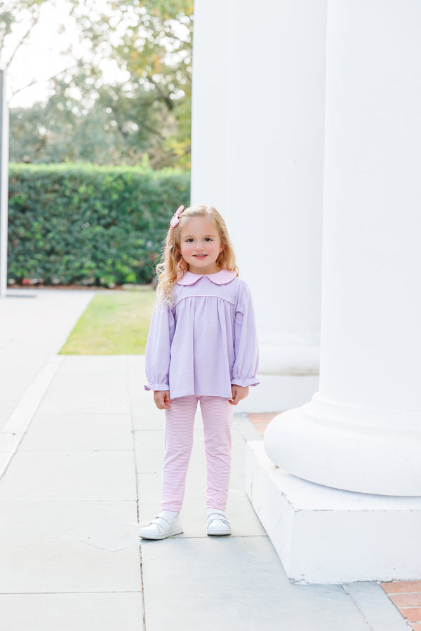 Abigail Pant Set- Lavender/Light Pink Stripe