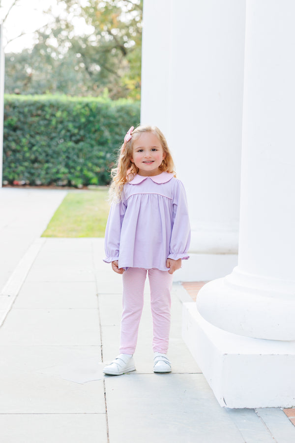 Abigail Pant Set- Lavender/Light Pink Stripe