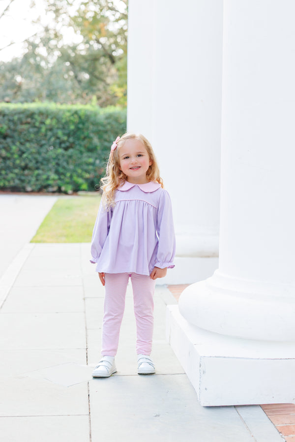 Abigail Pant Set- Lavender/Light Pink Stripe