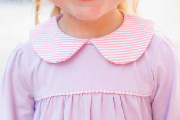 Abigail Dress- Lavender/Light Pink Stripe