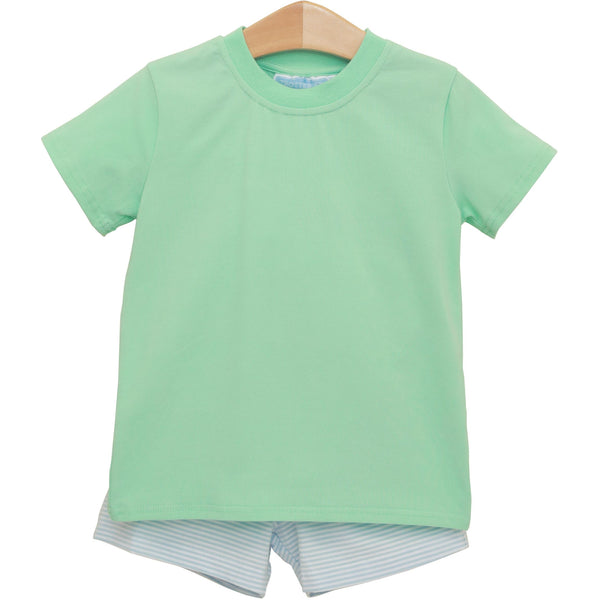 Shepherd Short Set- Light Blue Stripe/Mint