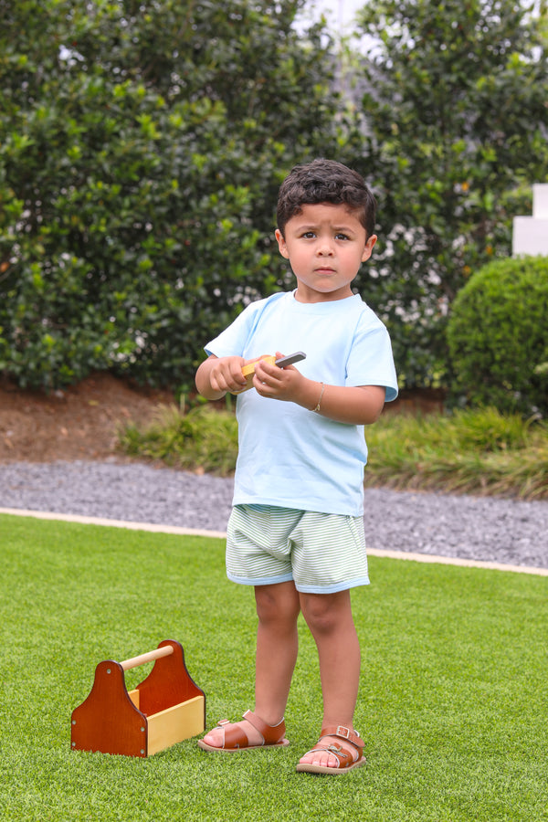 Thomas Short Set- Green Stripe/Light Blue