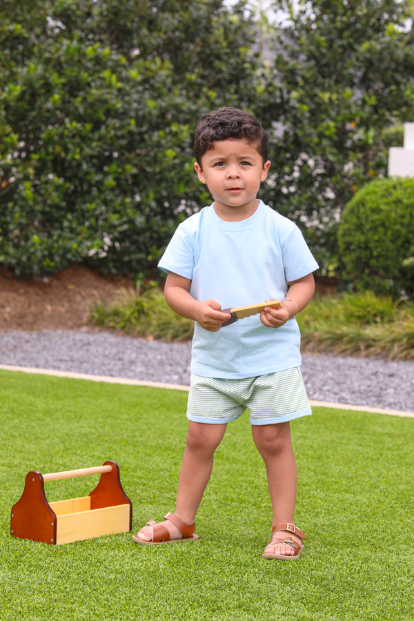 Thomas Short Set- Green Stripe/Light Blue